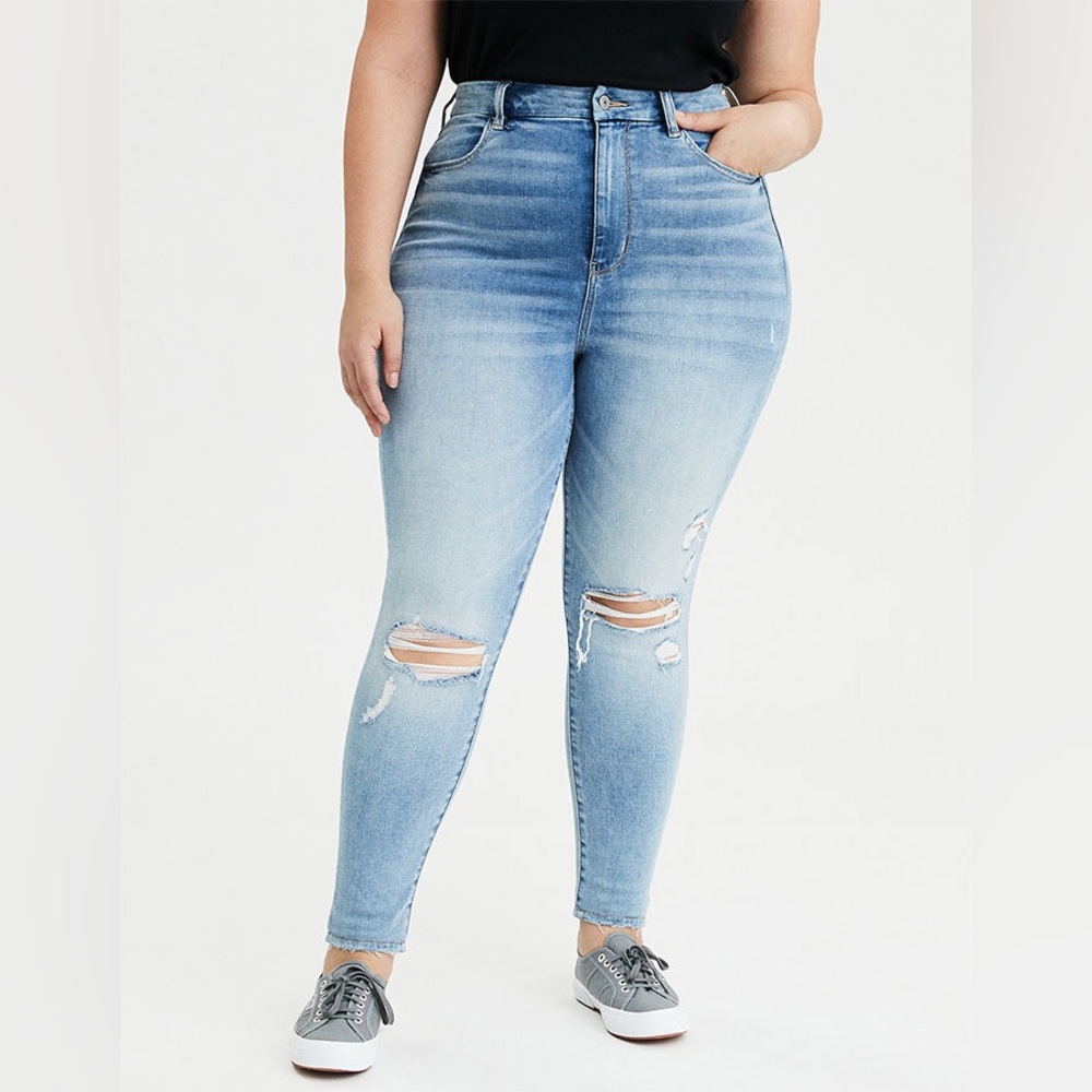 American Eagle Outfitters Light Blue Jeans 4 short high rise next level stretch